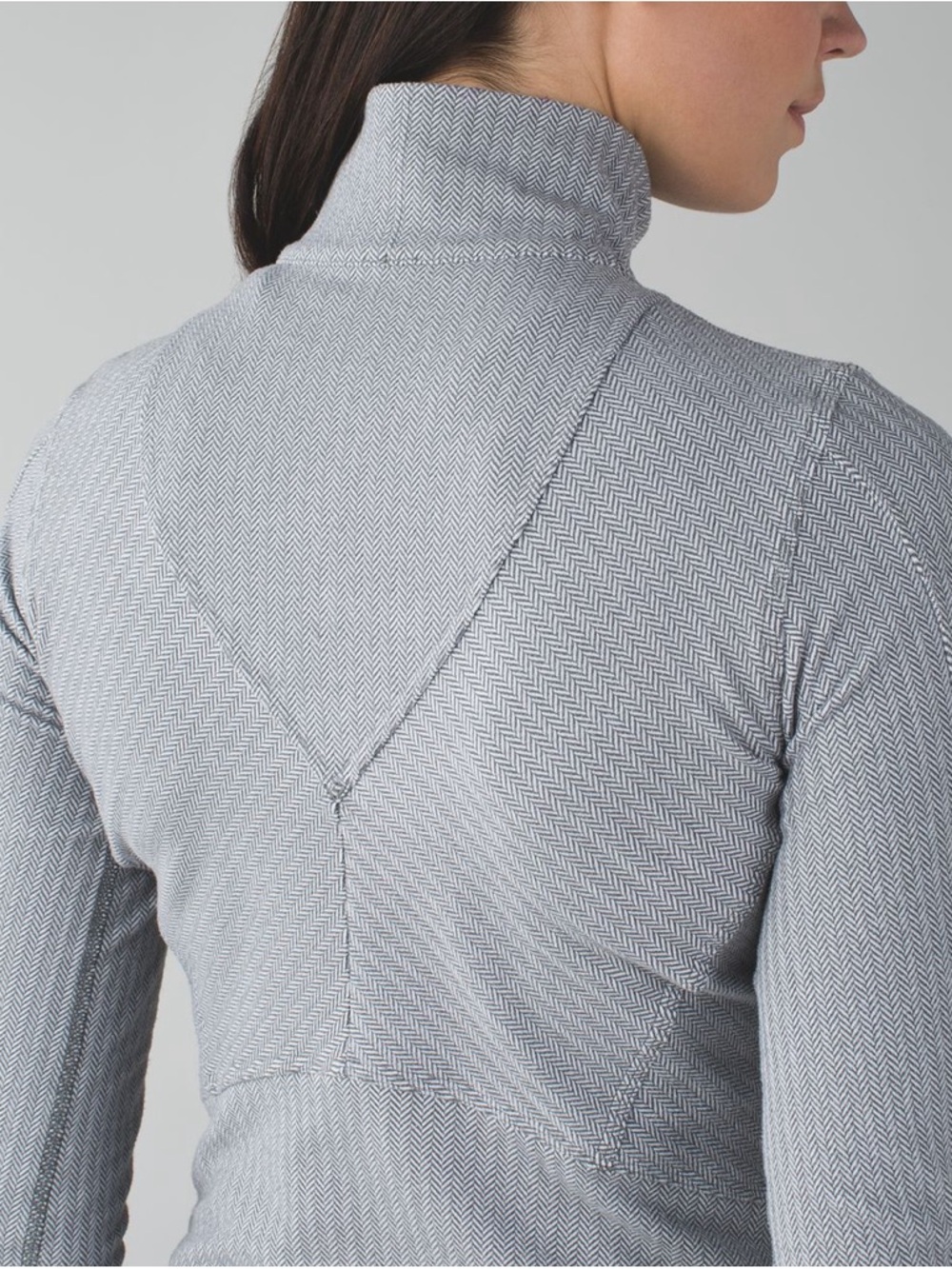 Lululemon Grey White Herringbone 1/4 Zip Pullover 8